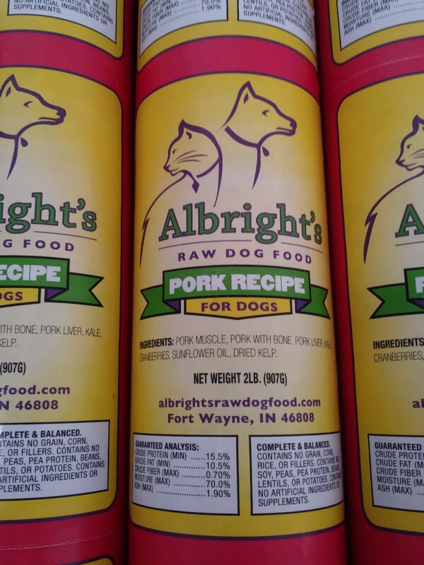 Albright's Raw Dog Food Pork Recipe