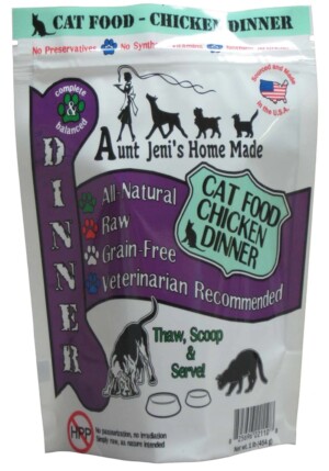 Aunt Jeni's Home Made <br /><span style="color: #ff0000;"><strong>COMPLETE & BALANCED RAW CAT FOOD</strong></span><br /> High Quality Sourcing <br /> 1 lb Packages