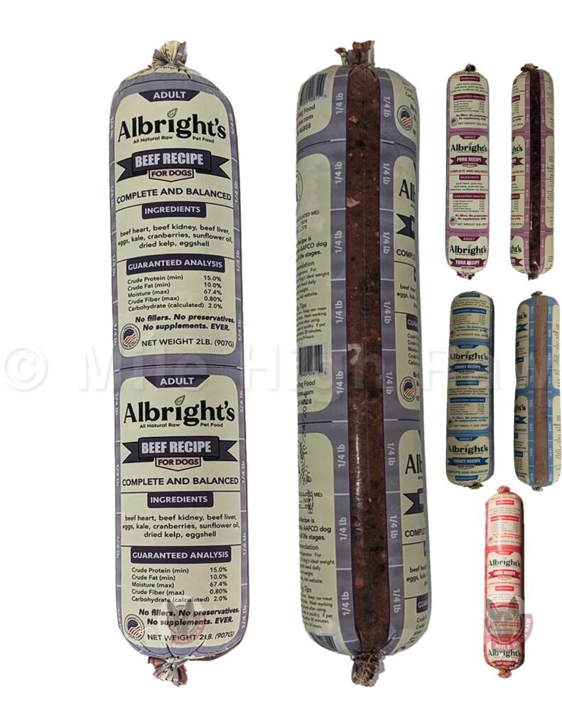 Albright's Raw Dog Food <br /> Complete & Balanced Raw Dog Food <br /> All Natural <br /> Assorted Proteins