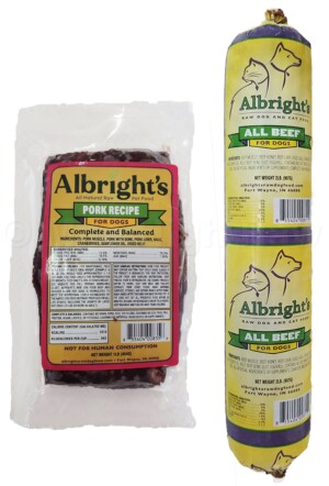 Albright's Raw Pet Food <br /> Complete & Balanced Raw Dog Food <br /> All Natural <br /> Assorted Proteins & Sizes
